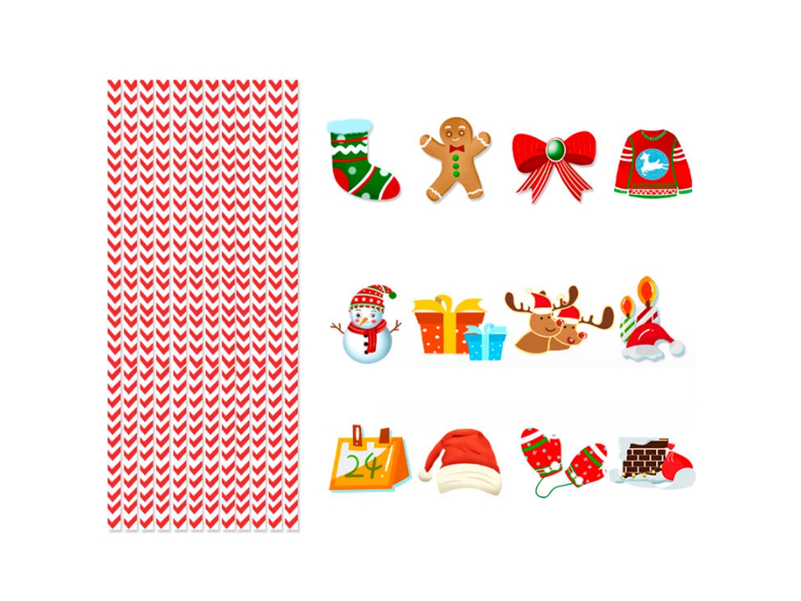 24 Pcs Canudos de Papel de Natal Canudos de Natal Estilo 1 AURUM