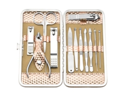 Kit de Cuidado de Unhas Profissional com Estojo de Viagem (ouro Rosa)