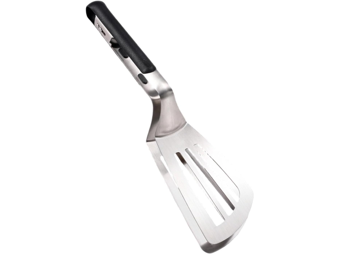 Pinça Multifuncional 2em 1 Para Churrasco Em Aço Inoxidável, 33cm, Com Cabo Ergonômico Para Bifes E Peixes