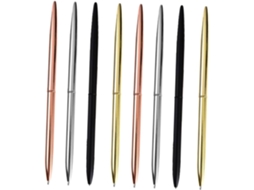 Conjunto De 8 Canetas Esferográficas Stobok Em Metal Com Tinta Preta