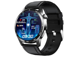 Smartwatch F400 com tela de 1,55 polegadas em couro preto Ly Ebike