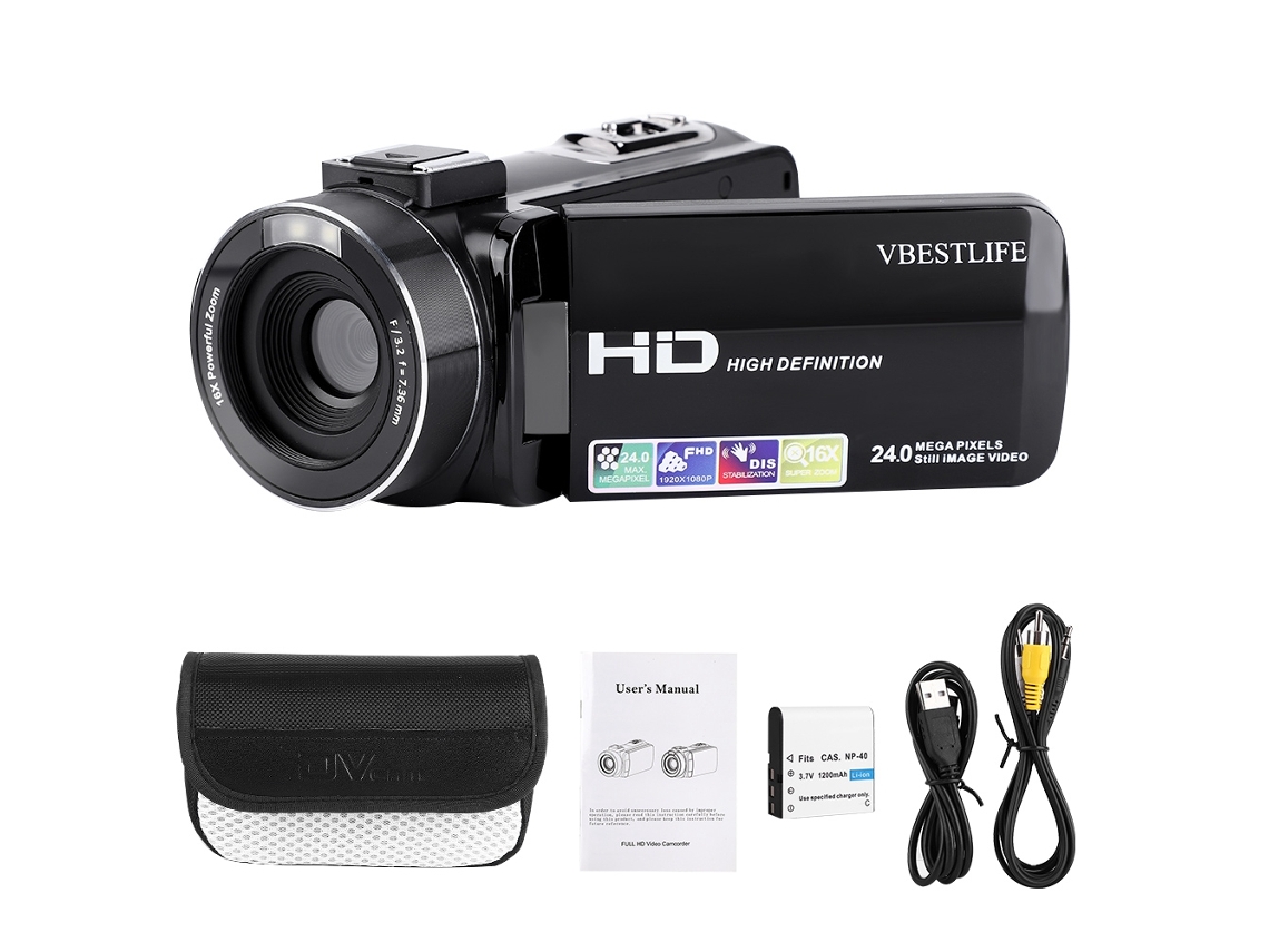 Câmera Digital Vbestlife Filmadora Hd 1080p Tela Lcd De 3 Polegadas Zoom Digital 16x Brilvibera
