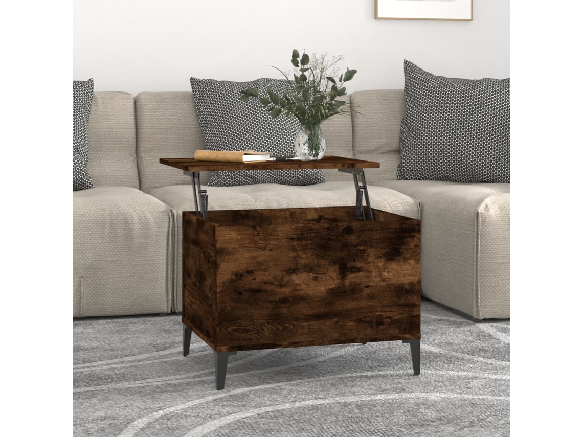 Mesa De Centro 60x44,5x45 Cm Derivados Madeira Carvalho Fumado Lovely Home