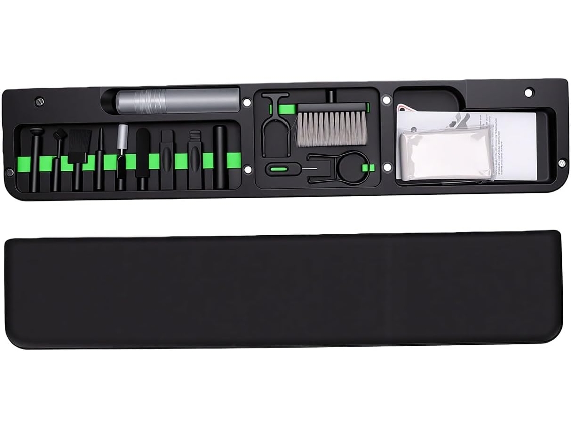 Apoio De Pulso Para Teclado De 14,17 Polegadas Com Almofada Antiderrapante E Kit De Limpeza Para Jogadores (preto)