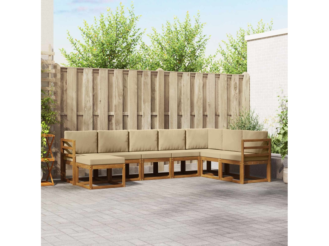 Vidaxl Conjunto De Sofás Para Exterior 8 Unid. Natural E Bege