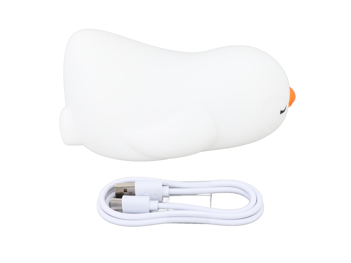 Rebe-lâmpada De Noite Pingüino Cartoon De Silicone Macio Usb Recarregável Led Colorida Adorável Para Crianças