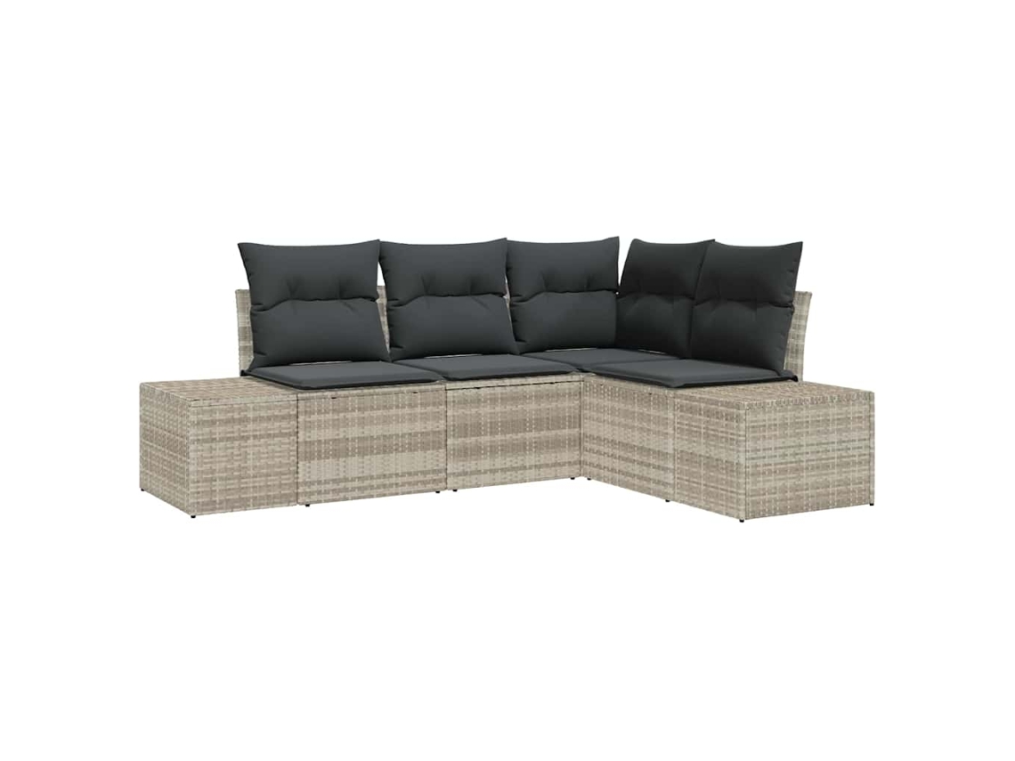 Conjunto de Sofá de Jardim 4 Peças Cinzento Claro Vime MAISON EXCLUSIVE (sem dimensões)