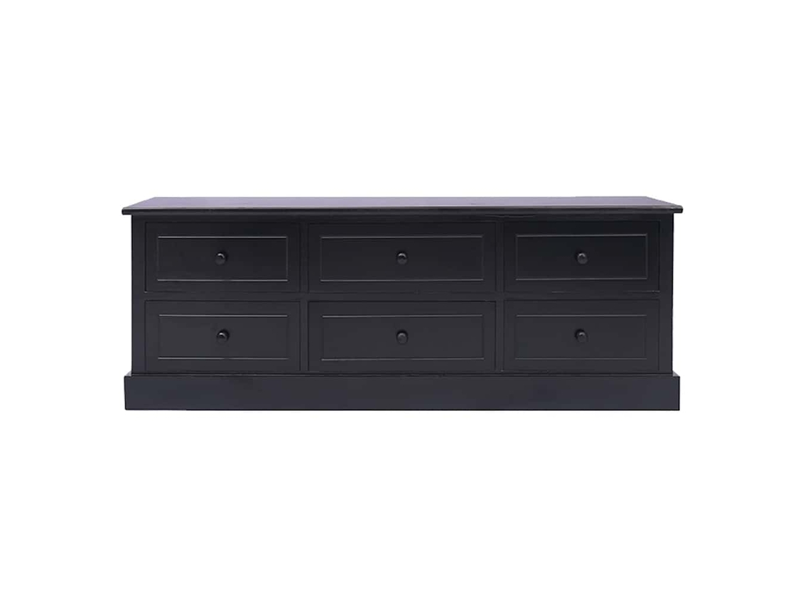 Móvel de TV 108x30x40 Cm Madeira Paulownia Maciça Preto MAISON EXCLUSIVE