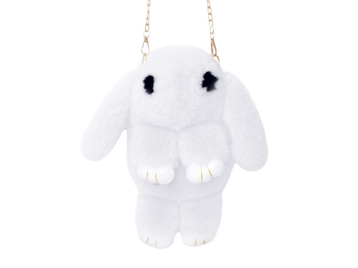 Bolsa de Hombro Conejo de Peluche Bonita Estilo Cute para Meninas e Senhoras Branca
