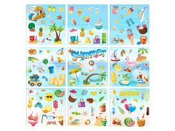 Adesivos De Janela De Verão Diy Layouts, Aplicação De Superfície Lisa Reutilizável, Adesivos Estáticos, Decorações De Verão Para Fácil Remoção