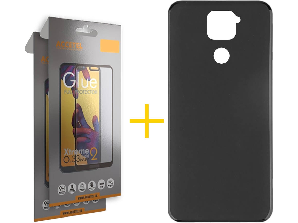 Kit Capa e 2 Películas Xiaomi Redmi 9 ACCETEL Full Liso (Preto)