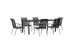 Maison Exclusive - 7 Pcs Conjunto De Jantar Para Jardim Aço E Textilene Preto