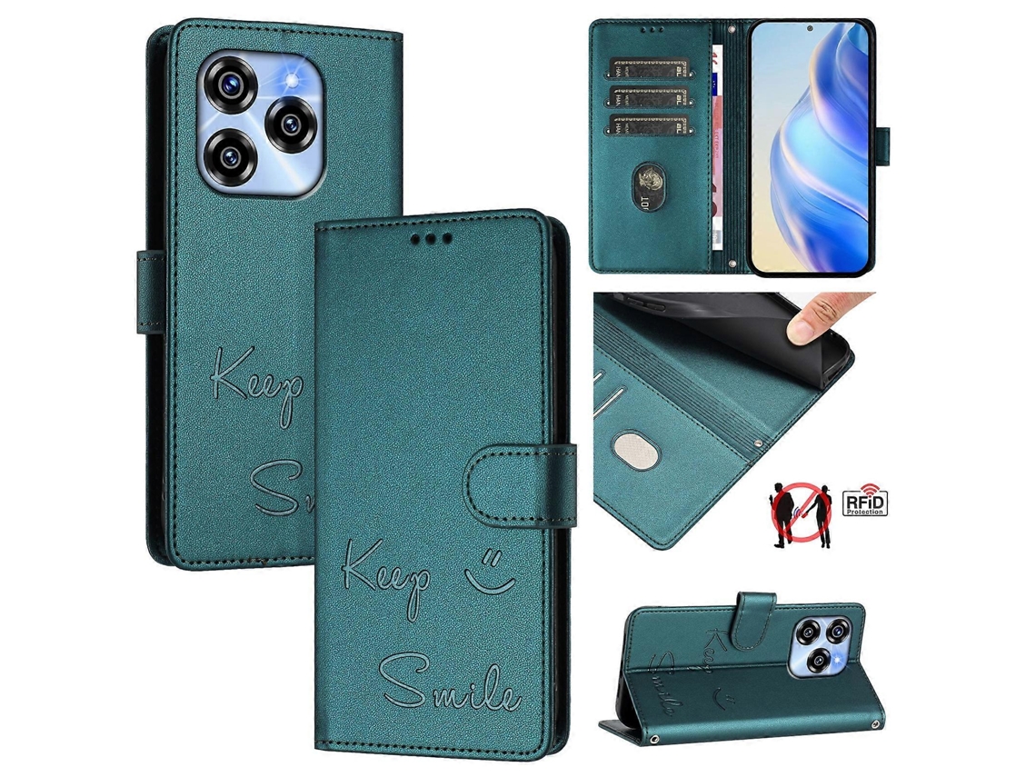 Capa De Couro Para Celular Com Rfid E Relevo Smile