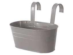 Maceta De Metal Gris Colgante Sin Agujeros De Drenaje, Gancho Desmontable, Decoración De Jardín Y Balcón