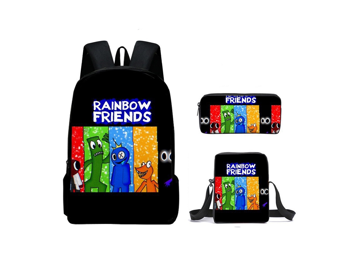 Conjunto De Mochila Infantil Com Estampa De Arco-íris E Três Peças: Mochila, Mochila De Refeição A Tiracolo E Estojo, Modelo Z