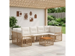 Vidaxl Conjunto De Sofás Para Exterior 8 Unid. Natural E Branco Creme