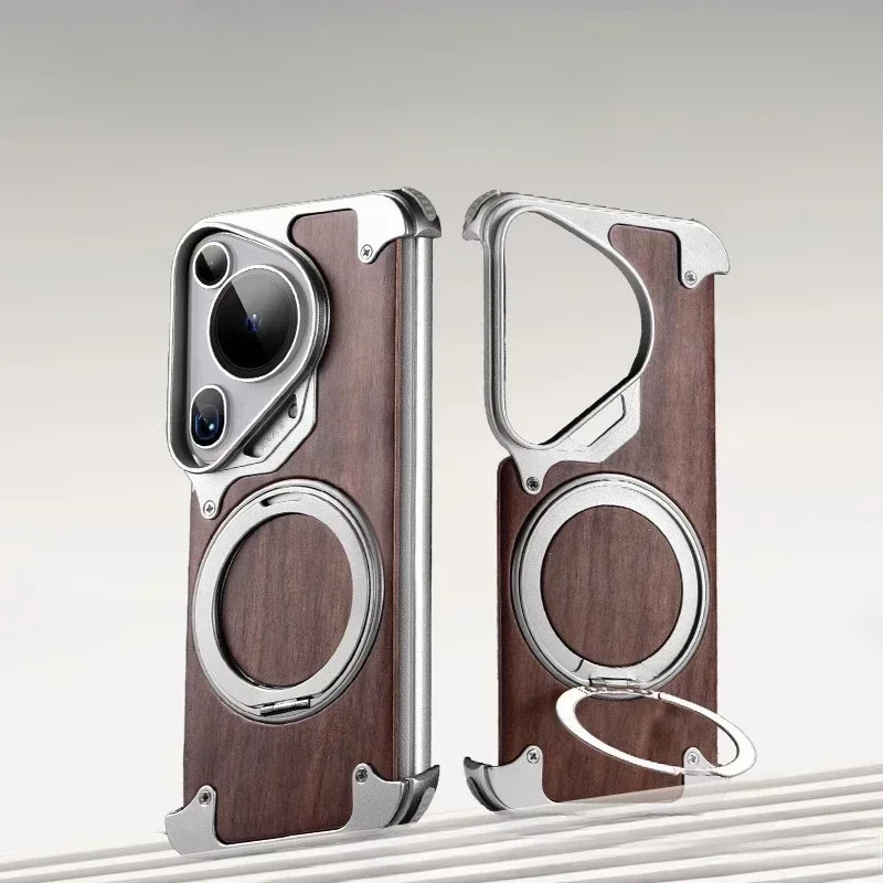 Capa Para Celular (titanium Hw Pura70 Ultra) Com Suporte Magnético Giratório Magsafe De 360°