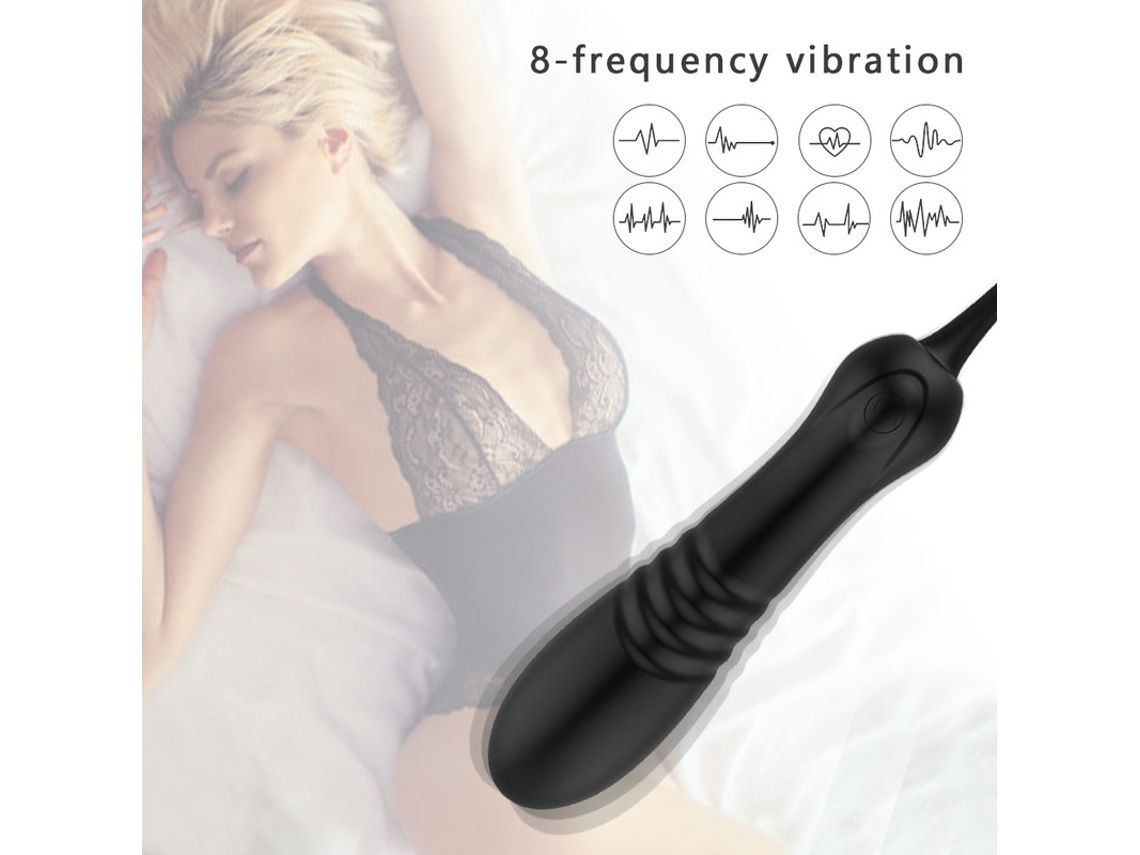 Vibrador Telescópico de Massagem com Controle Remoto Sem Fio Multifrequência Preto YIZHOOD