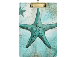 Prancheta Plana Retrô Com Estampa De Estrela Do Mar E Coral, Ideal Mulheres No Escritório