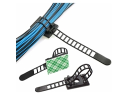 50 Peças de Cable Tidy Ajustável Adesivo, Organizador de Cabos Reutilizável para Tv Pc Escritório Casa Preto 11.5cm