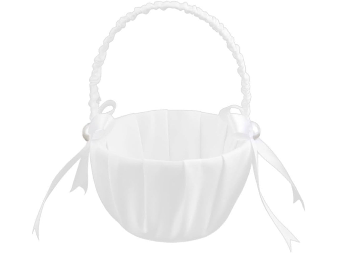 Cesta De Cetim Branco Para Dama De Honra.