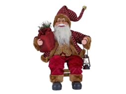Rebe papai Noel Sentado 50cm de Vinil e Plástico para Decoração de Natal em Casa Presente Artesanal Vino Rojo Oro