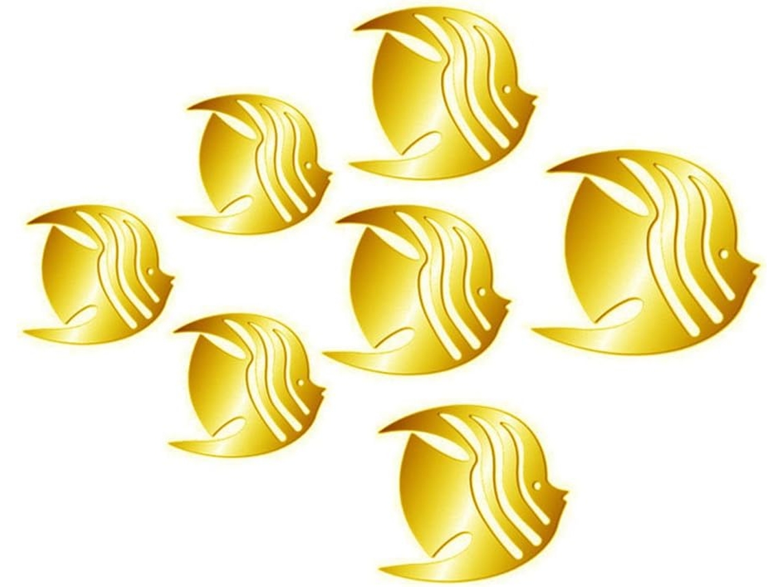 Adesivos de Parede 3d Peixes, Decoração Espelhada, 7 Peças, Feitos Material Ps, Reutilizáveis e CHABERLU