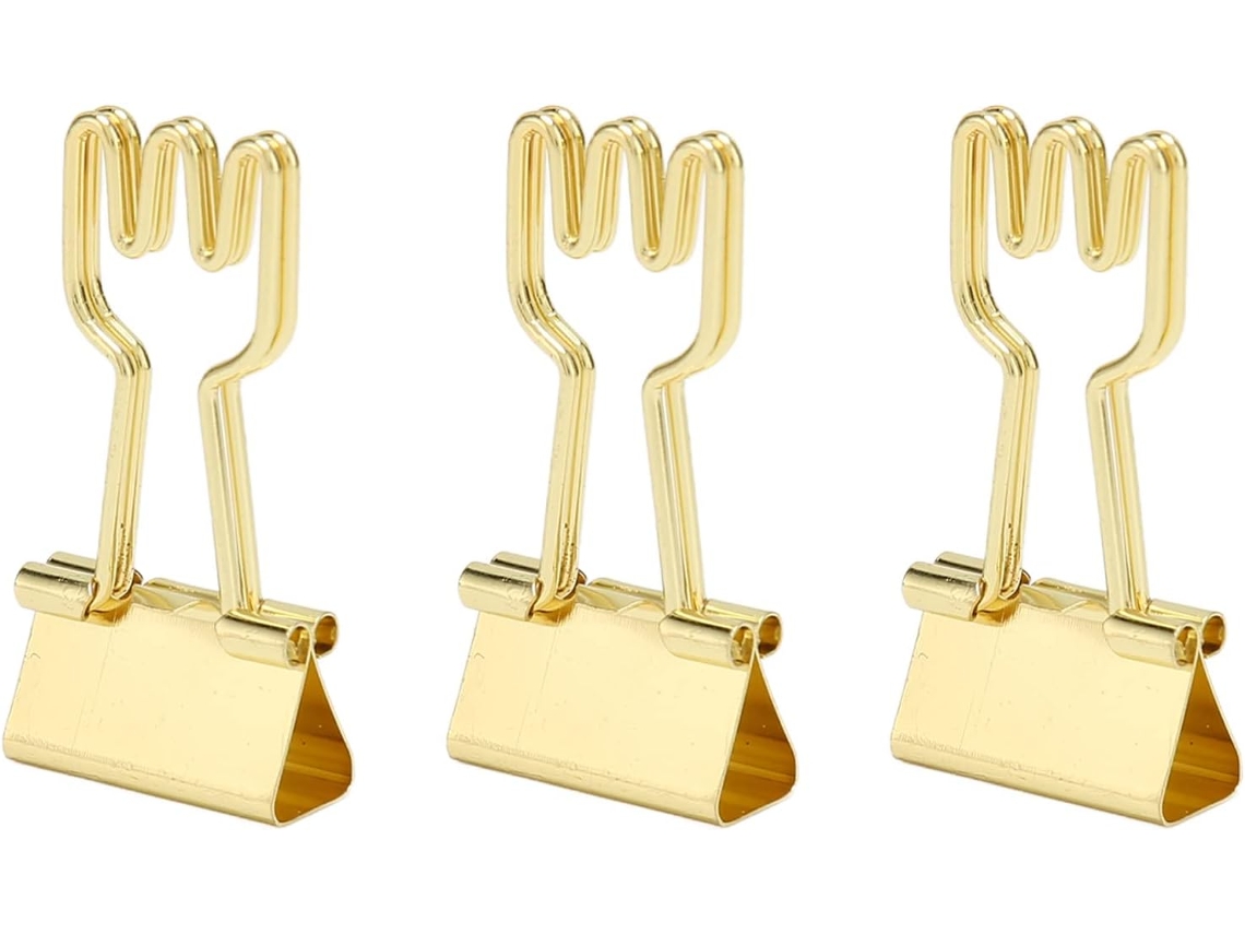 Clipes de Papel em Formato Grampo Cabelo, Cute Design Dourado, Forte Poder de Fixação Materiais Escritório, 100 Unidades