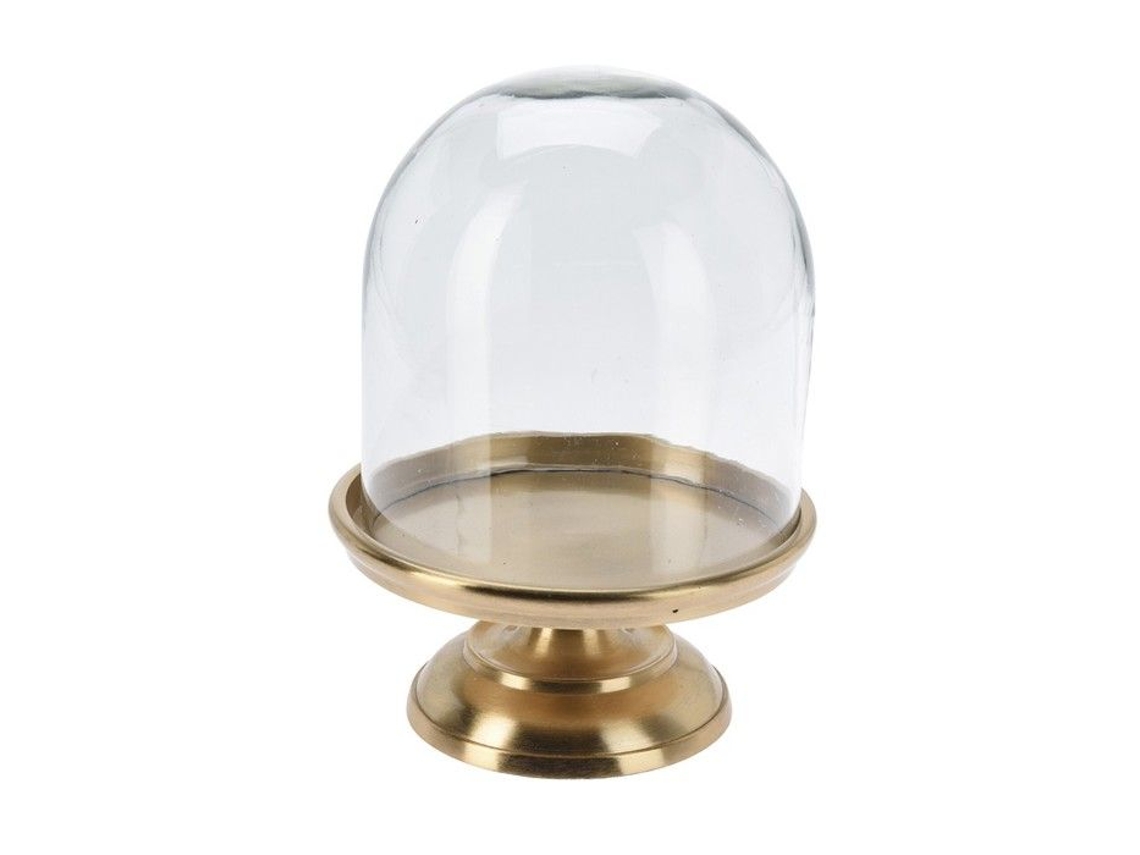 Campânula Dôme Vidro Base Alumínio 14.5x28cm Dourado