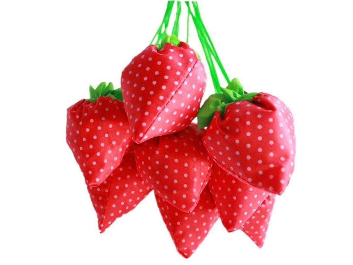Sacola de Compras Reutilizável, Dobrável, Compacta, de Grande Capacidade, Ecológica, Cor Morango, Ideal para Compras de Supermercado. GOKOCO