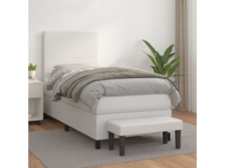 Cama Com Molas/colchão 100x200 Cm Couro Artificial Branco