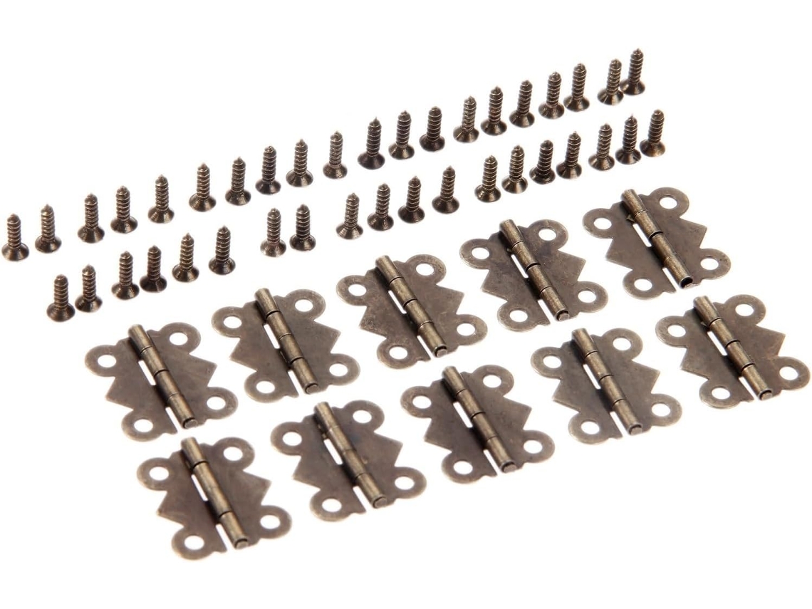 Conjunto De 10 Dobradiças Ferro Para Armários, Caixas De Joias, 20x 17mm, Com 4 Furos, Dobradiças Decorativas Para