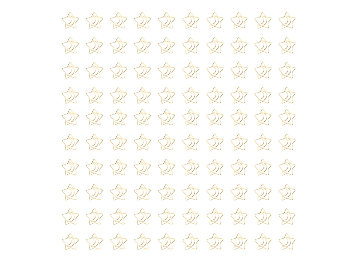 100 Clips De Papel Star Moon Anti-óxido Antideslizantes Bonitos Para Oficina Y Escuela Oro