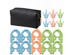 Conjunto Cabides CHRUI Dobráveis Viagem 10 Cabides com 12 Pregadores + Bolsa (preto)