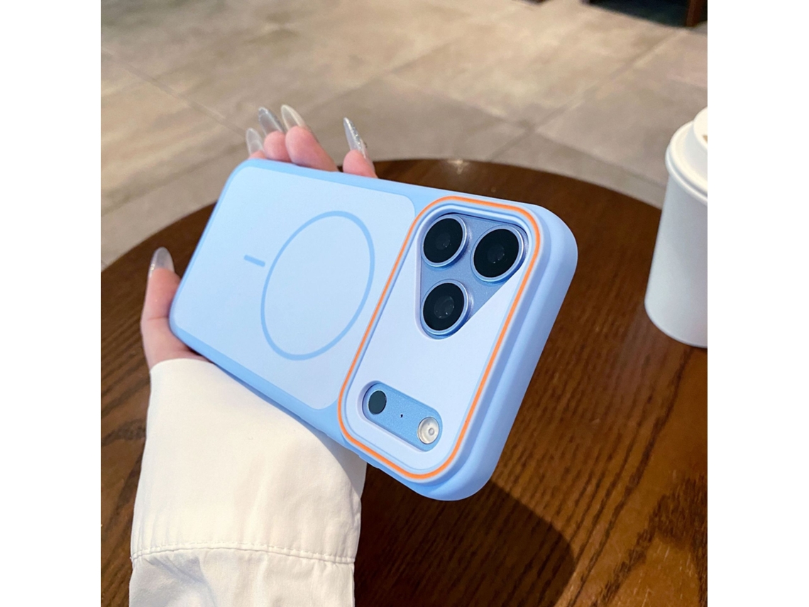 Capa Para Iphone 18 Pro Max – Capa Magnética Flexível Com Contraste De Cores E Proteção Total Da Câmara (azul)