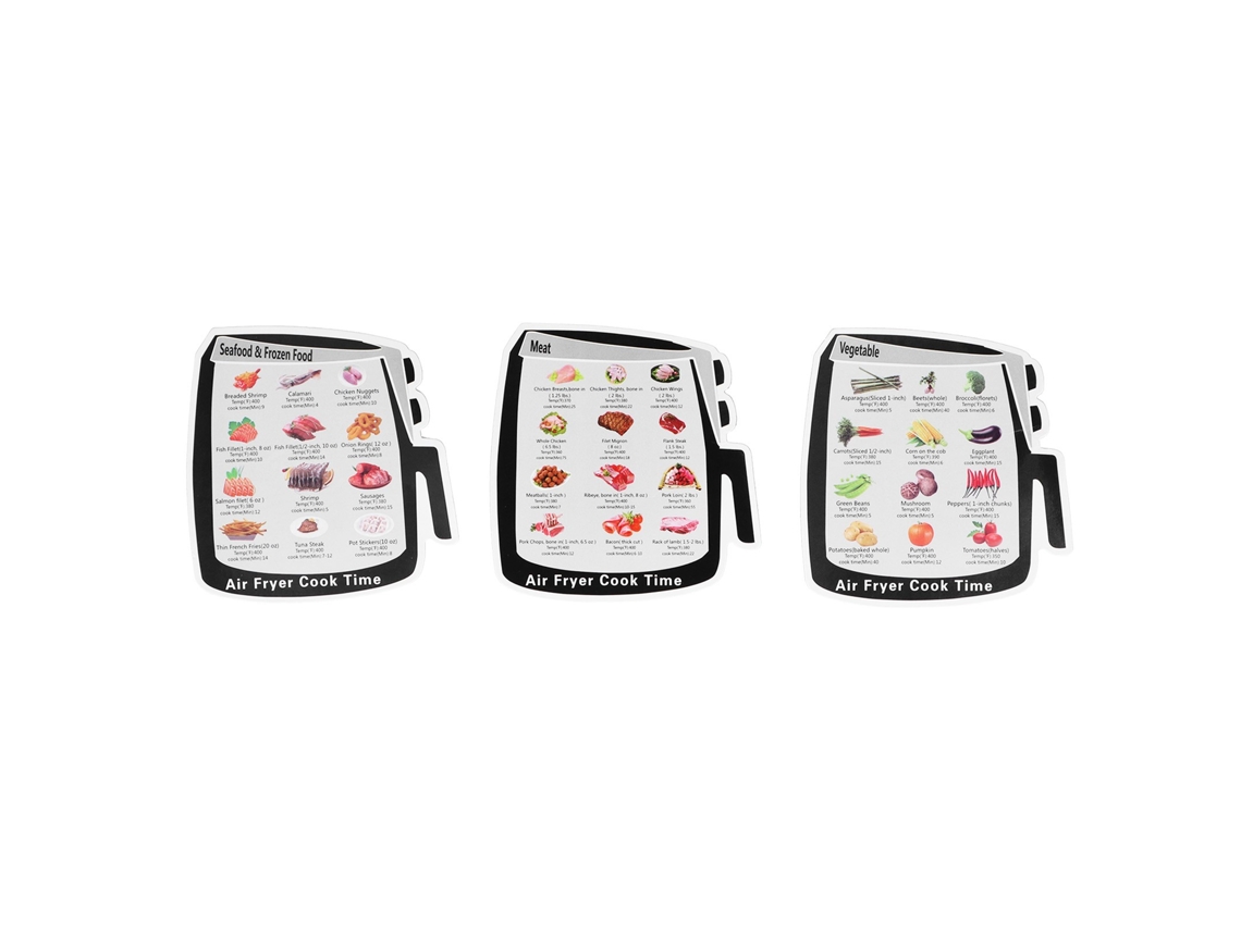 Guia Magnético De Fogão Cozinha 3 Pacotes, Referência Tempos Cozimento Alimentos Congelados Frutos Do Mar Carne Vegetal