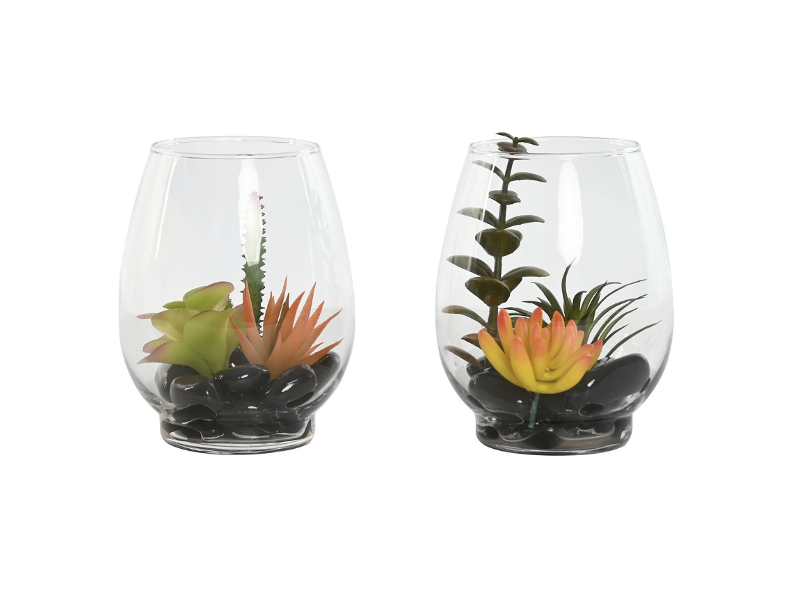 Planta Decorativa Home Esprit PVC Cristal 10 X 10 X 15 Cm (2 Unidades)