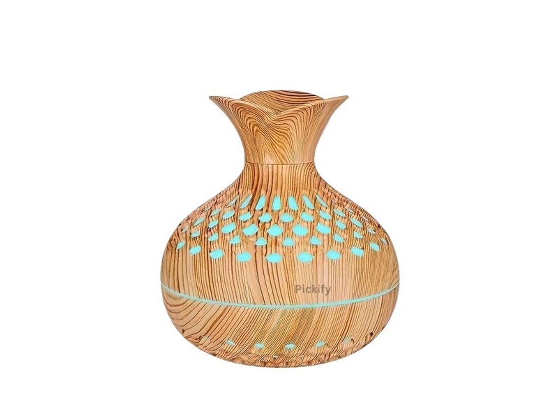 Vaso Umidificador Usb De Madeira Com Luzvayotoy