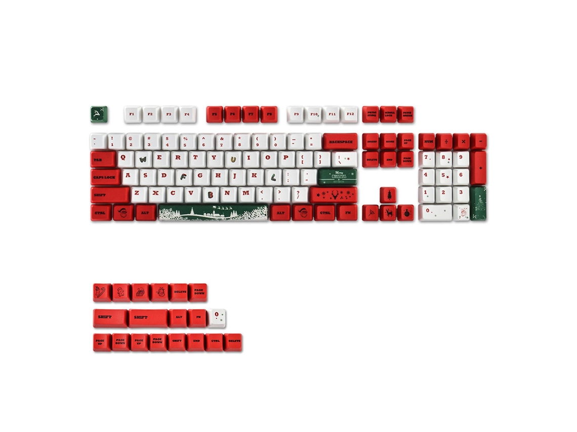 Teclado Diy 123 Keycaps Tema De Natal Oem Pbt Dye Sub Para Interruptores Cherry Mx