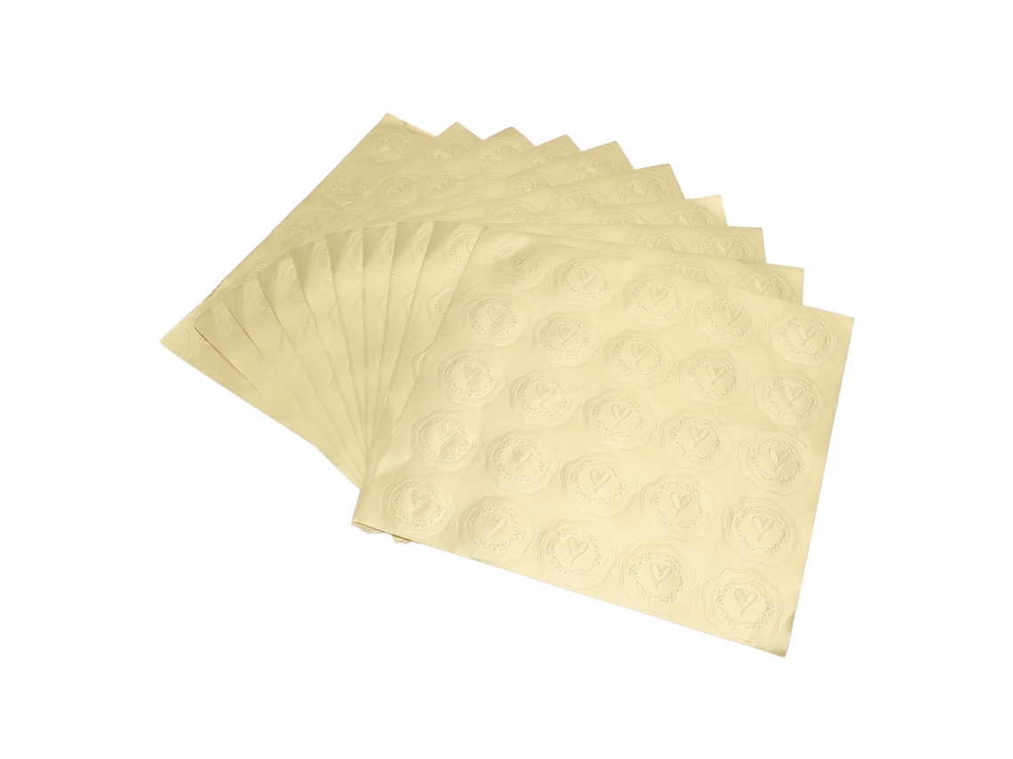 10 Pegatinas De Sello Dorado Con Relieve Patrón De Corazón Y Trigo Autoadhesivas Para Decorar Sobres Y Tarjetas De Saludo