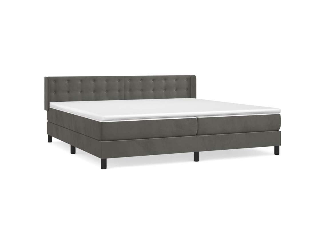 Cama com Molas e Colchão Veludo Cinzento Escuro MAISON EXCLUSIVE (200x200 cm)