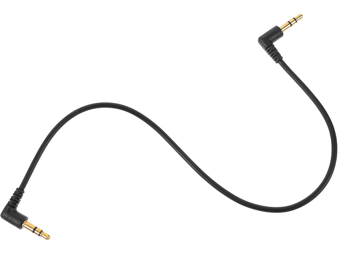 Cabo Auxiliar Trs De 3,5 Mm Com Conector Duplo Em Ângulo De 90 Graus, Preto