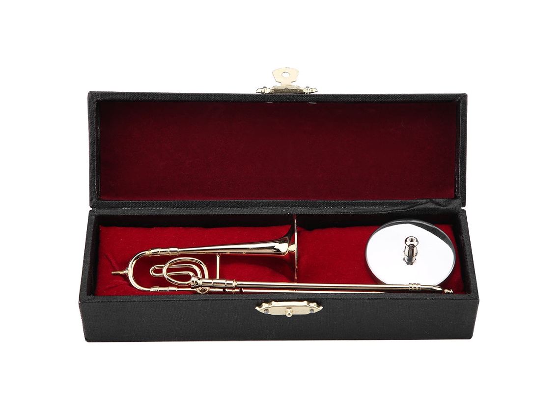 Réplica De Trombone Miniatura Com Apoio E Estojo