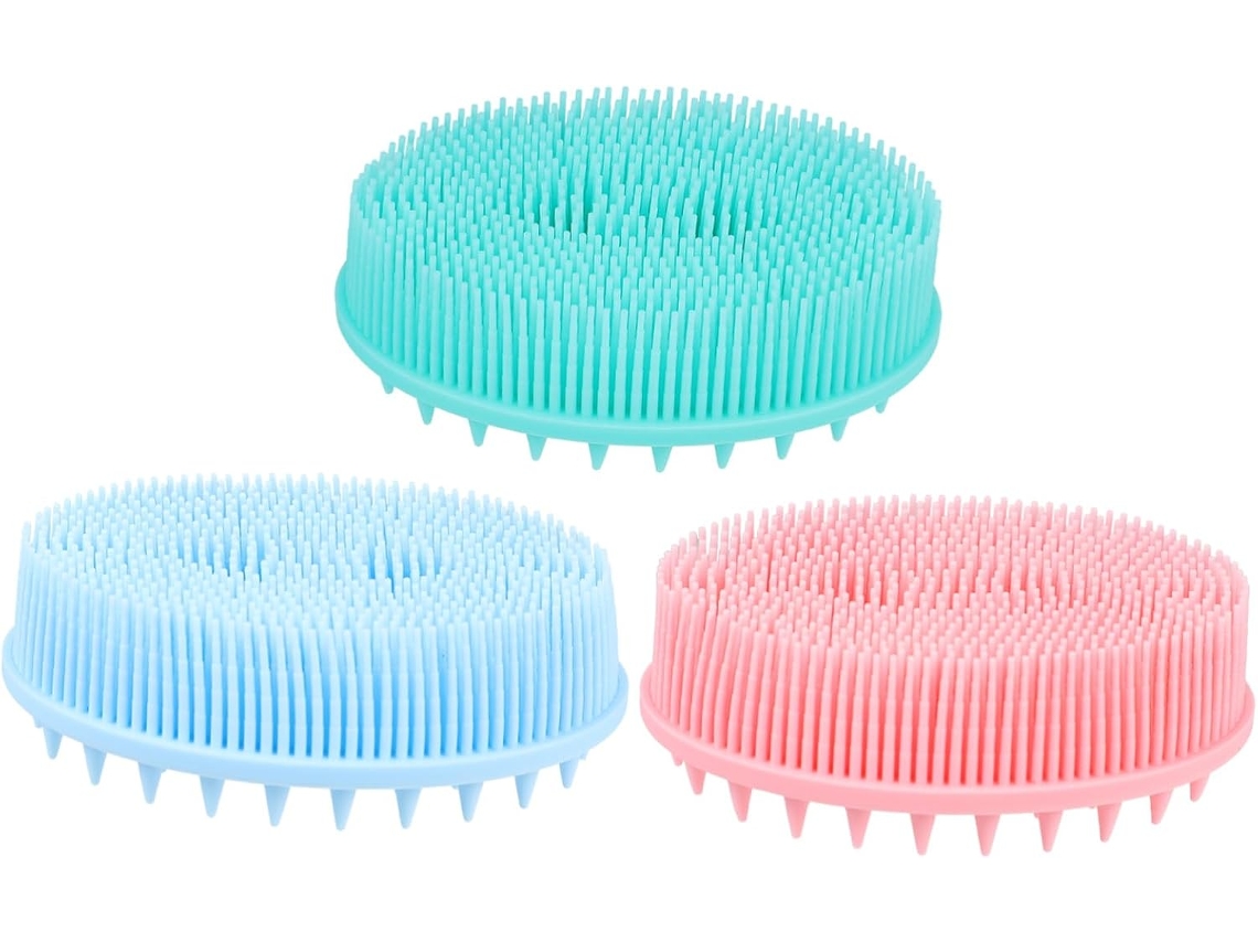 Conjunto De 3 Escovas Banho Para Meninos E Meninas Escova Silicone Macia Massagem Esfoliação Capilar