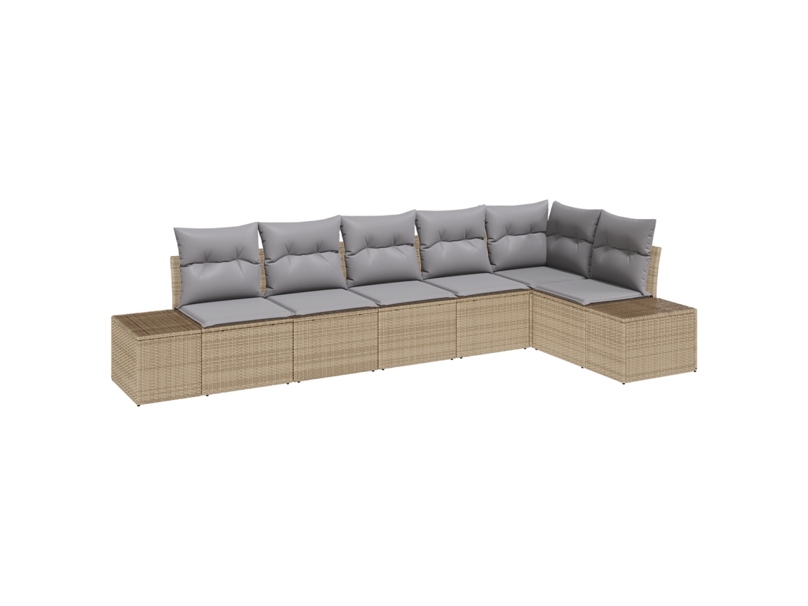Conjunto 6 Móveis De Jardim Vidaxl Bege Vime Pe (184 X 62 X 85 Cm)