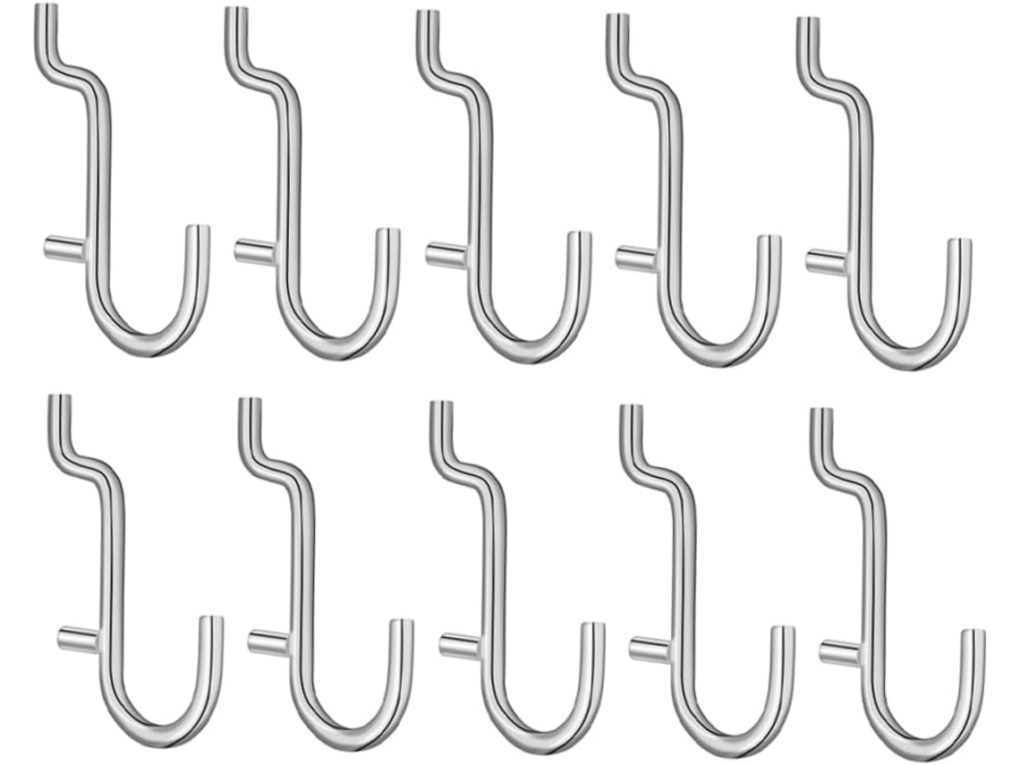 Conjunto De 10 Ganchos Aço Inoxidável Mobestech Para Painéis Perfurado