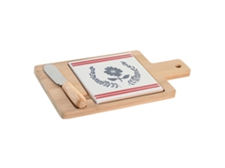 Conjunto para Aperitivos Dkd Home Decor Natural Vermelho Azul Branco Grés Mediterrâneo Casas 21,5 X 11,8 X 1,5 Cm