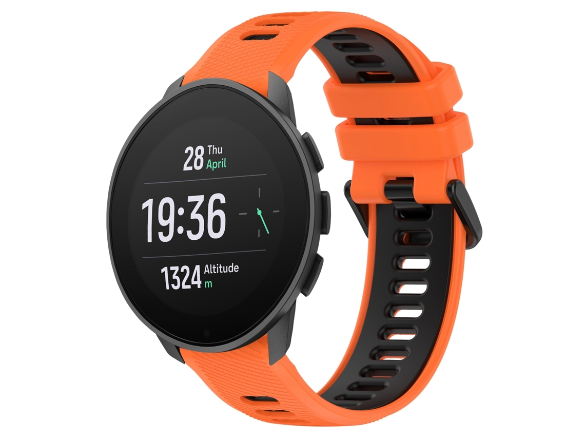Bracelete para Smartwatch para SUUNTO 9 Peak Pro 22mm esportiva de silicone de duas cores (laranja + preto)