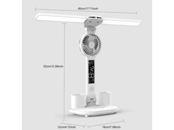 2026 lâmpada de Estúdio Led com Ventilador, Relógio e Portaminas, Controle Táctil, Regulável 3000k 6000k, Dimmable