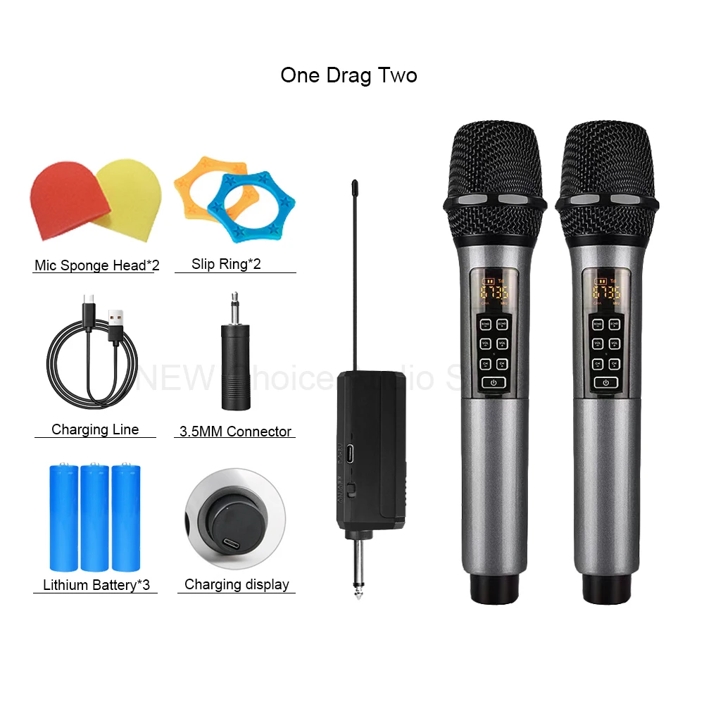 Microfone Sem Fio Multifuncional de Dois Canais Uhf MDUG